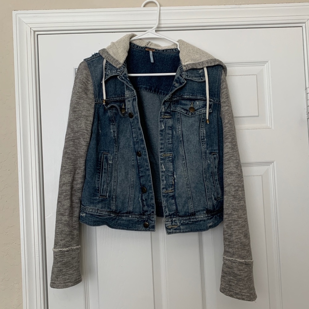 Free People Denim Jacket Hoodie